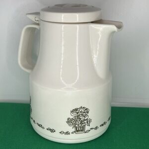 Vintage Thermal Carafe Flask Model Love Bird Eagle Flask White Green Floral